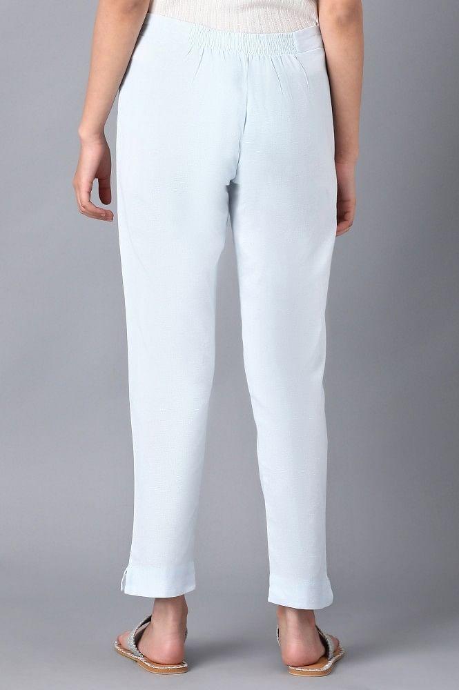 Blue Solid Pants - wforwoman