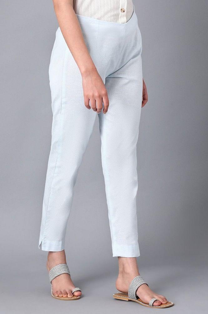 Blue Solid Pants - wforwoman