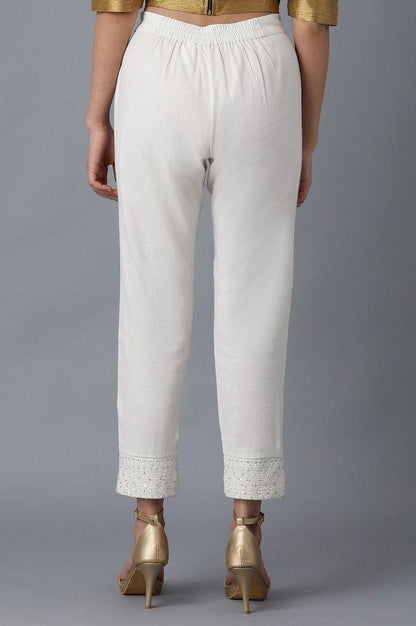 White Solid Pants - wforwoman