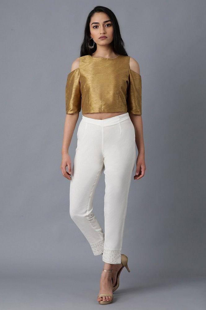 White Solid Pants - wforwoman