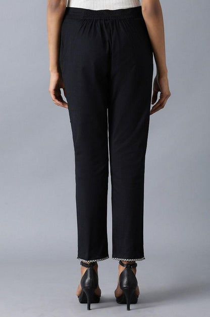 Balck Embroidered Slim Pants - wforwoman