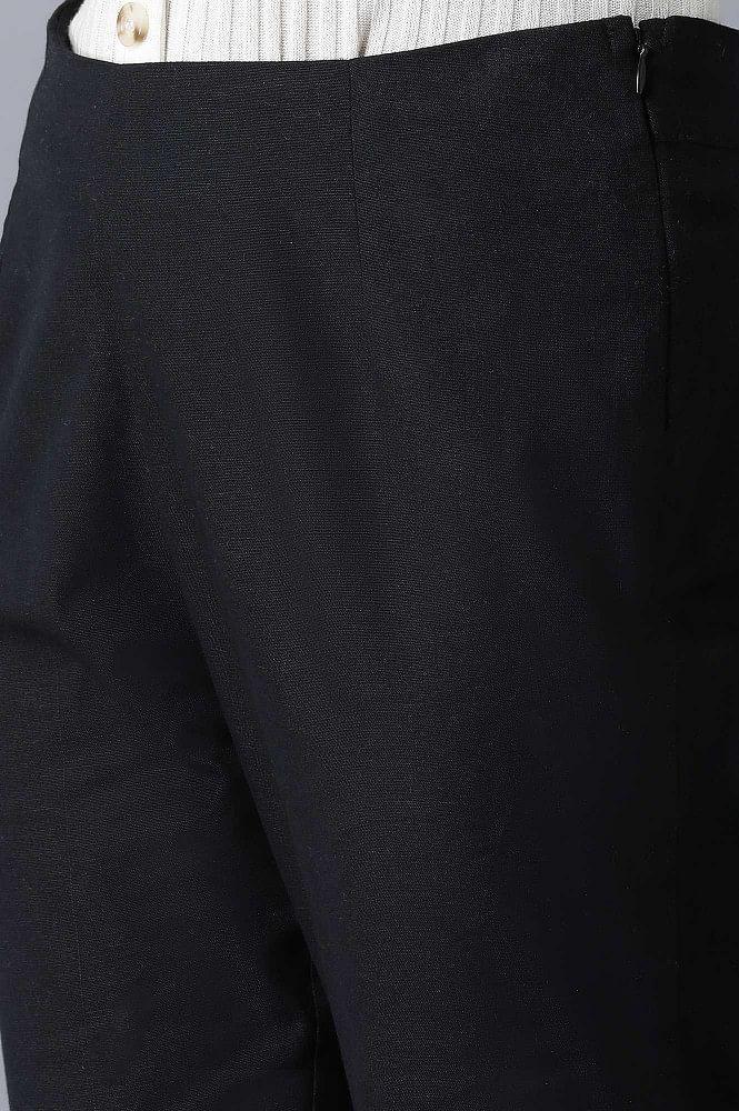 Balck Embroidered Slim Pants - wforwoman