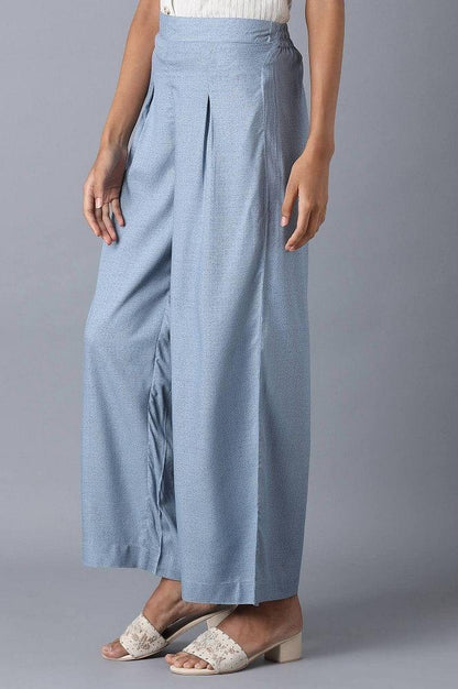 Denim Blue Printed Parallel Pants - wforwoman