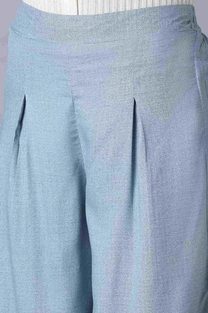 Denim Blue Printed Parallel Pants - wforwoman