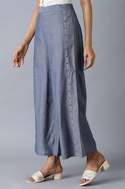 Blue Solid Trousers - wforwoman