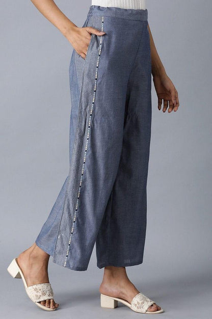 Blue Solid Trousers - wforwoman