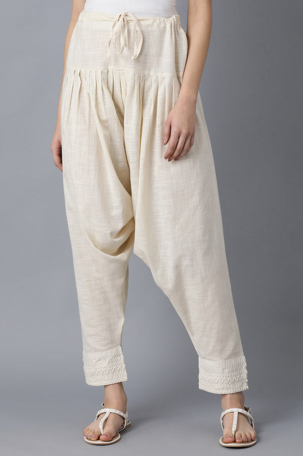 Light Gold Ethnic Slim Pants for Women