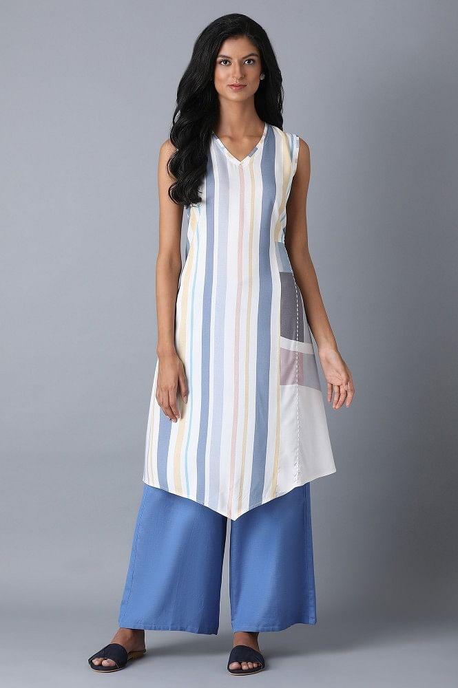 Blue Parallel Pants - wforwoman