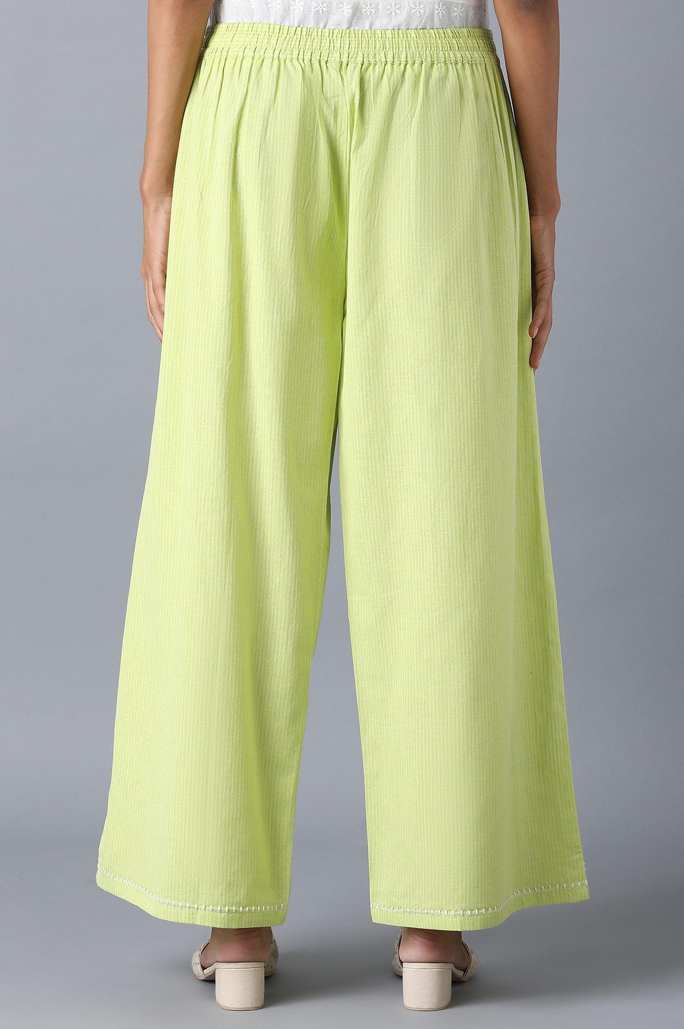 Lime Stripe Printed Parallel Pants - wforwoman