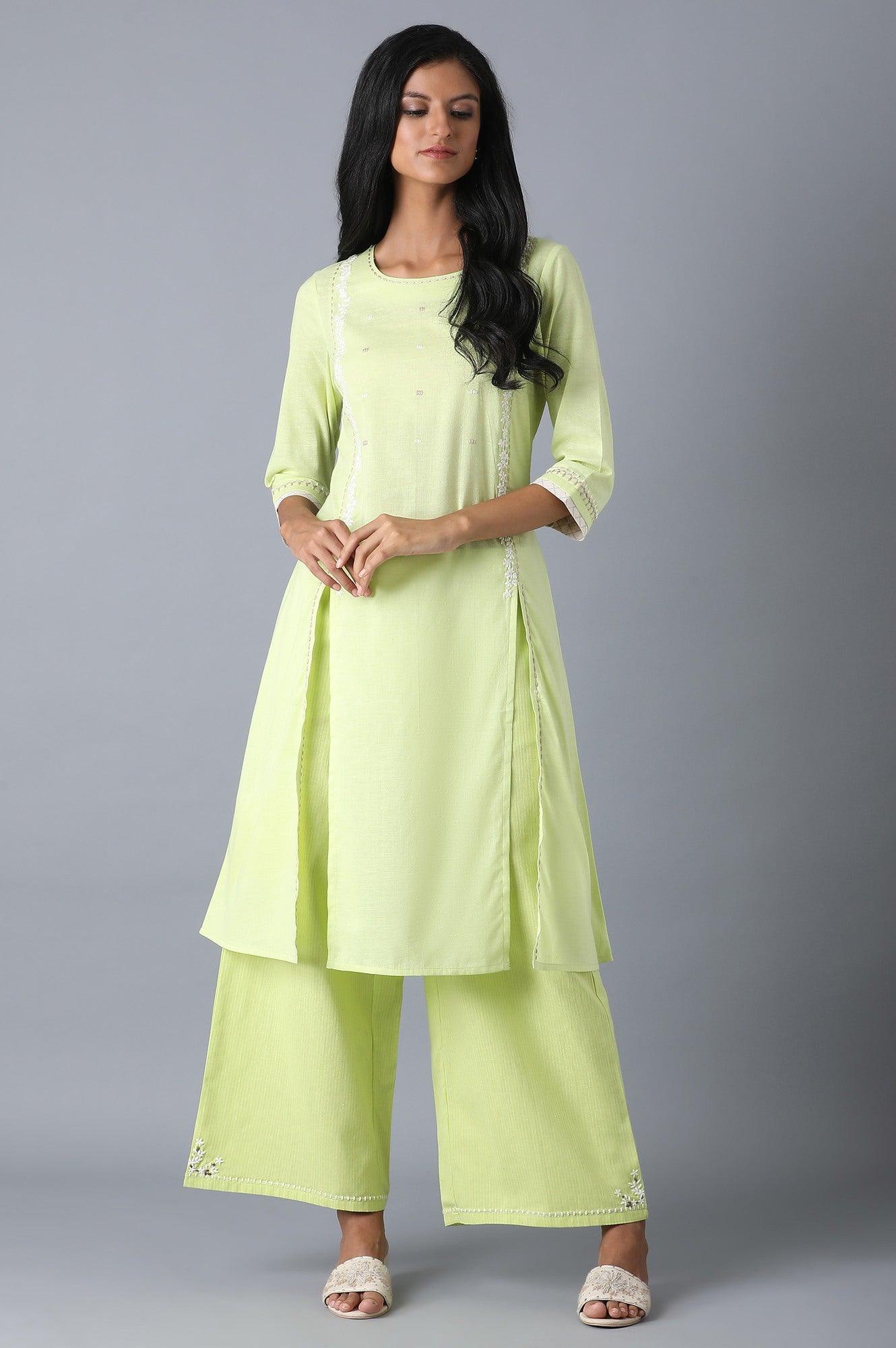 Lime Stripe Printed Parallel Pants - wforwoman