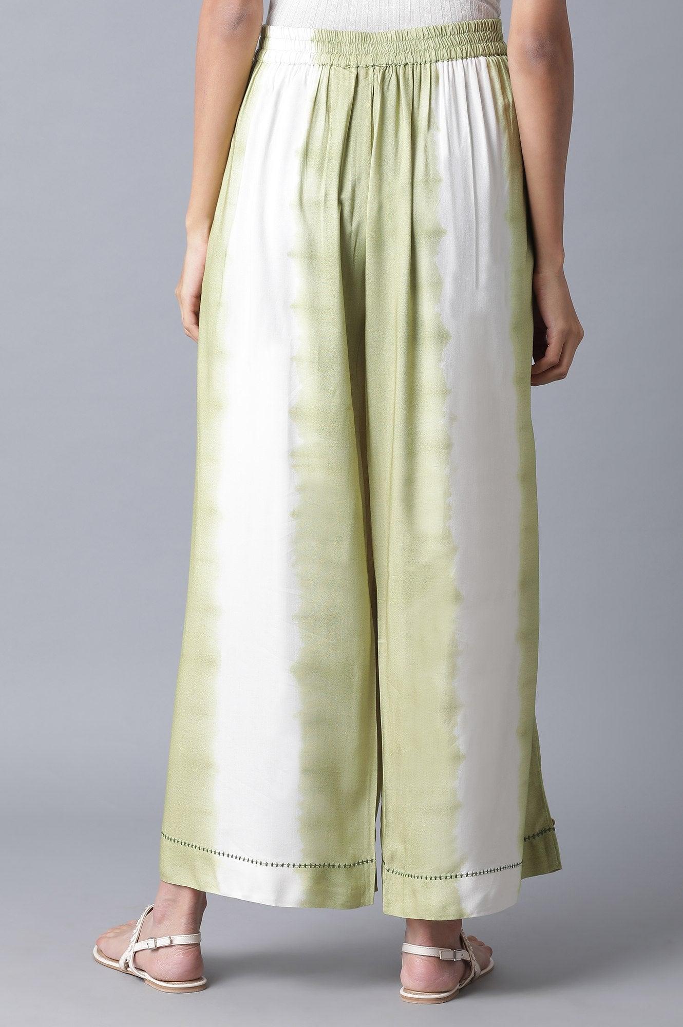 Olive Green &amp; Ecru Parallel Pants - wforwoman