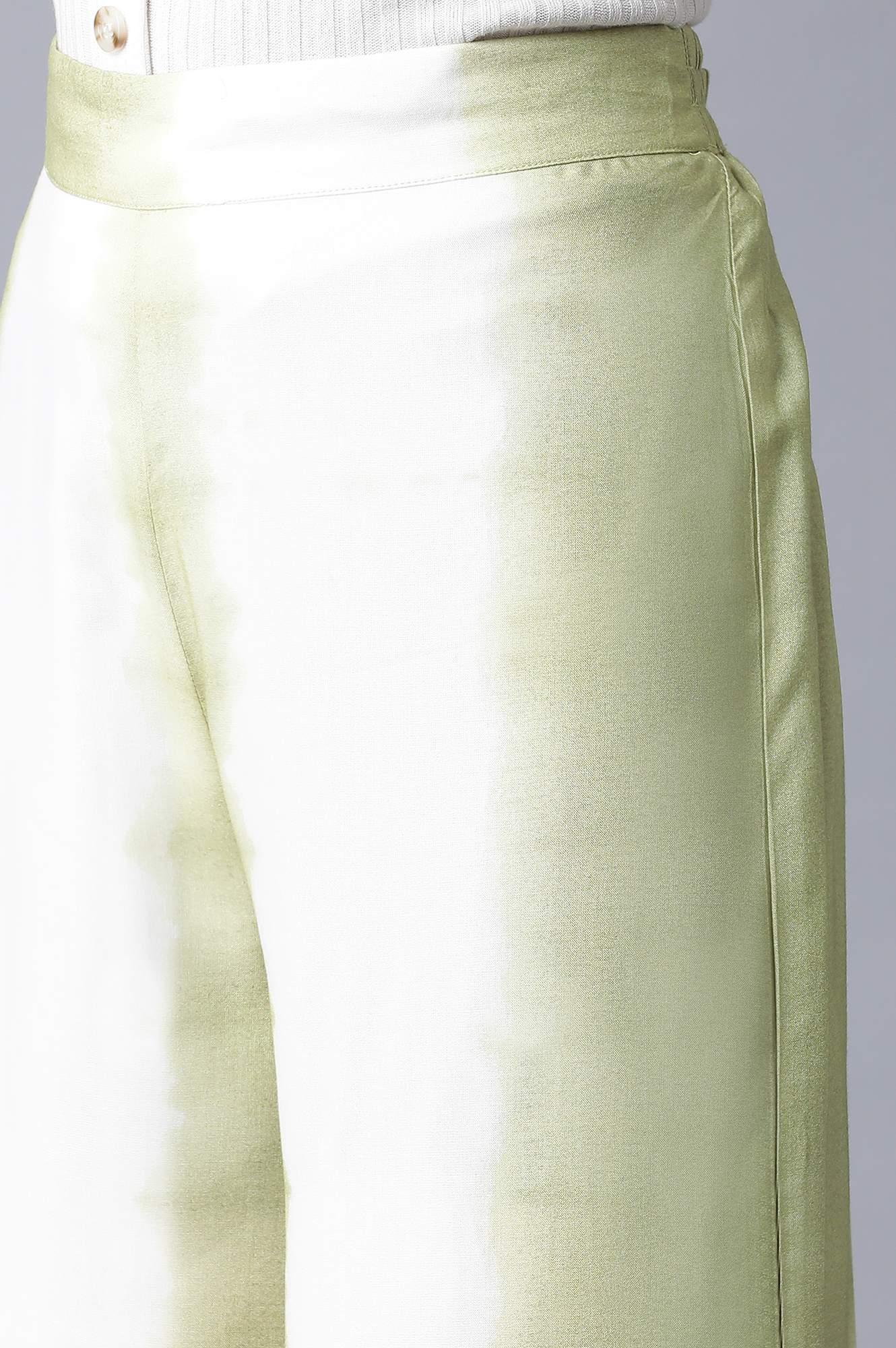 Olive Green &amp; Ecru Parallel Pants - wforwoman