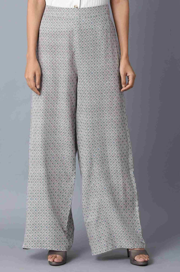 light Grey Printed Parallel Pants