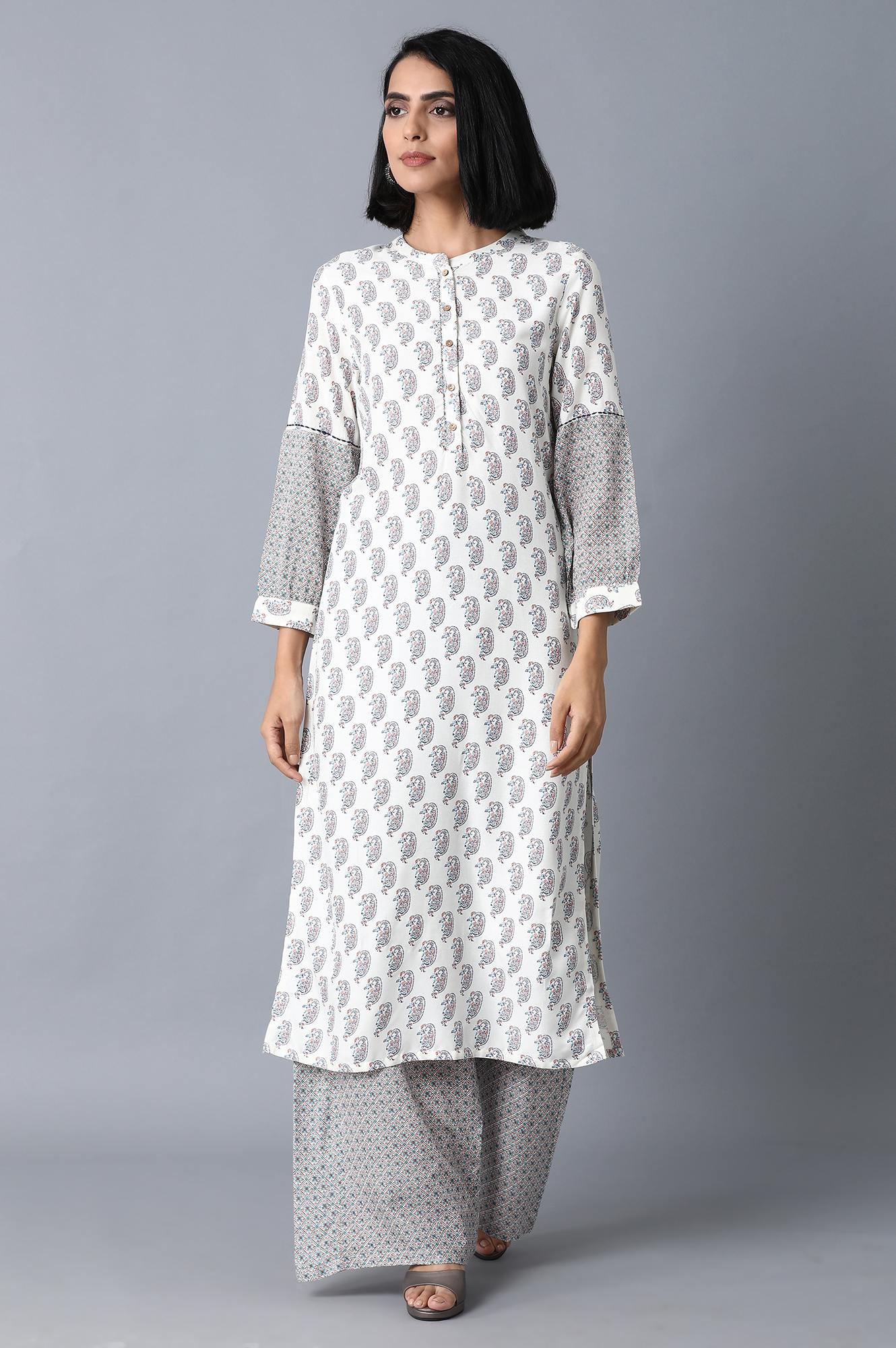 light Grey Printed Parallel Pants - wforwoman