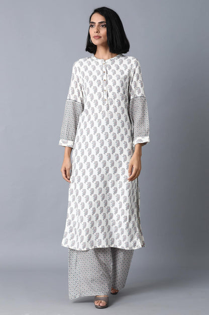 light Grey Printed Parallel Pants - wforwoman