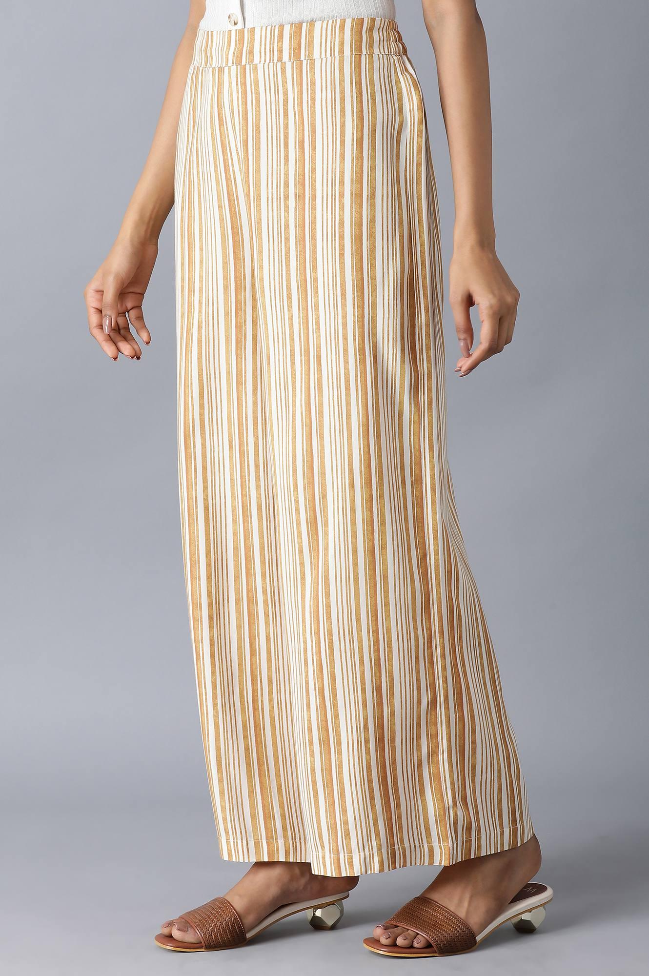 Brown and Ecru Stripes Parallel Pants - wforwoman