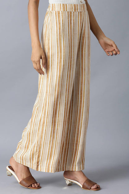 Brown and Ecru Stripes Parallel Pants - wforwoman
