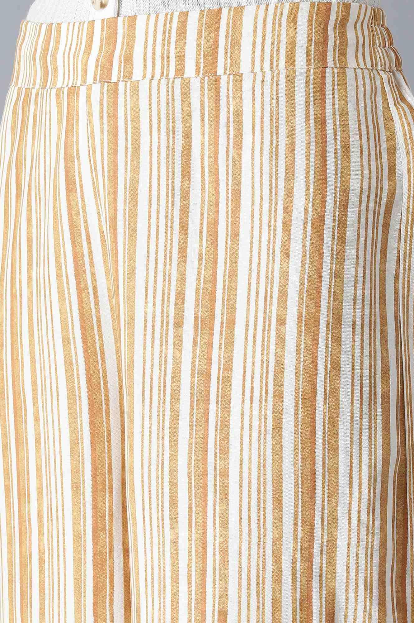 Brown and Ecru Stripes Parallel Pants - wforwoman