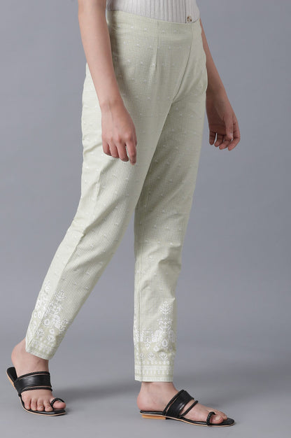 Ecru Printed Slim Pants
