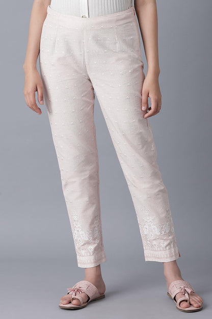 Light Orange Printed Slim Pants - wforwoman