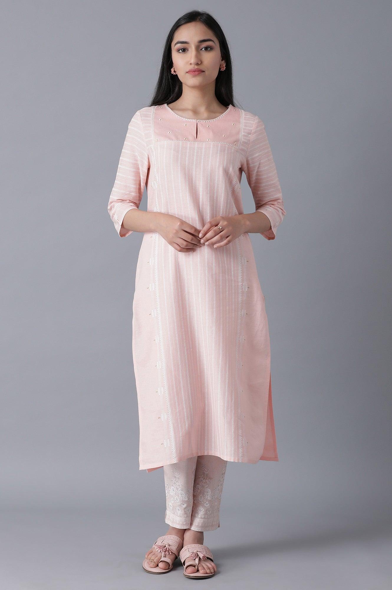 Light Orange Printed Slim Pants - wforwoman