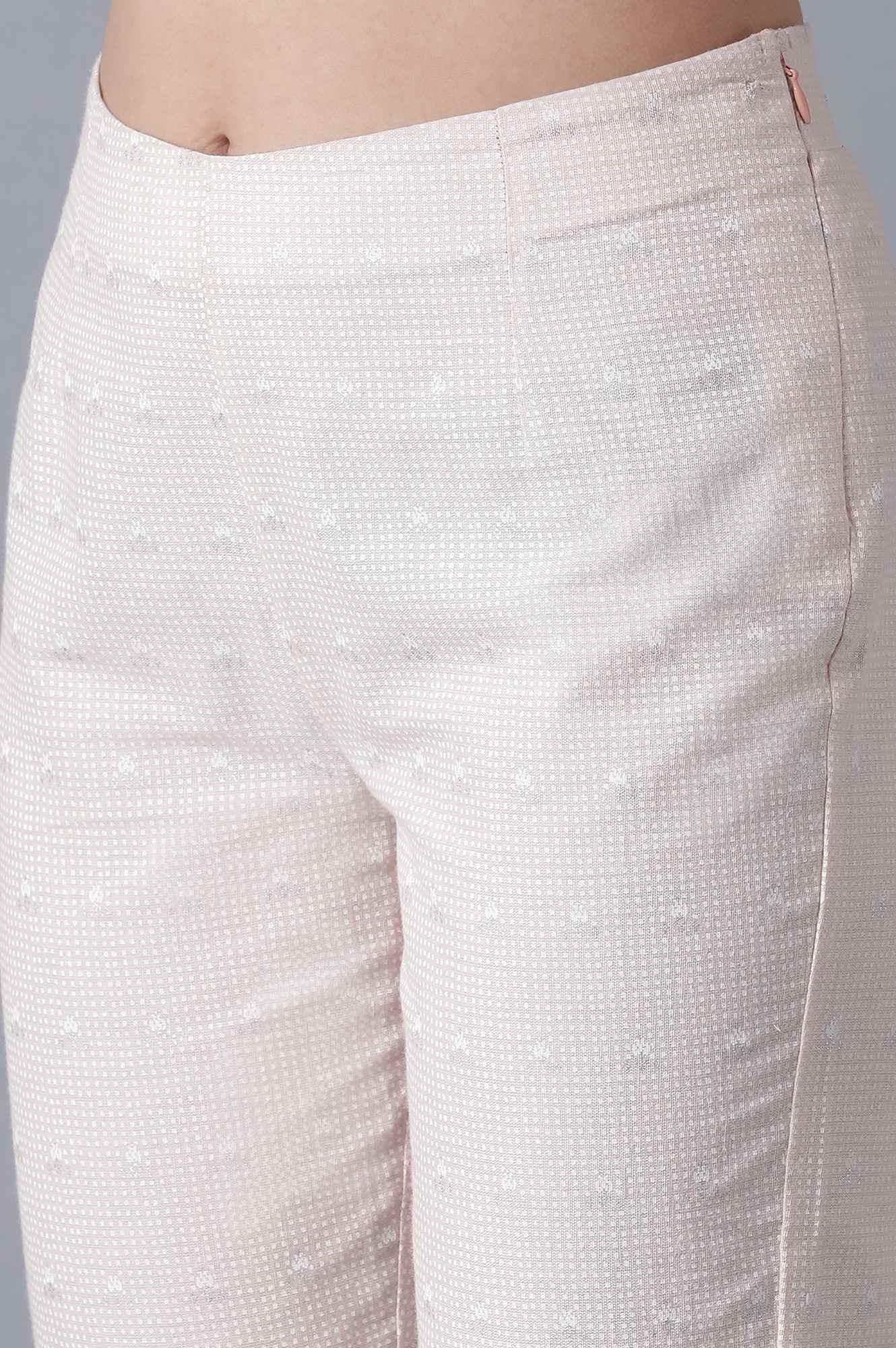 Light Orange Printed Slim Pants - wforwoman