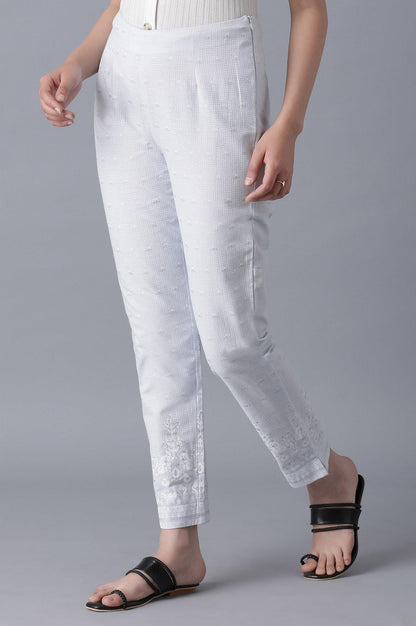 Powder Blue Printed Slim Pants - wforwoman