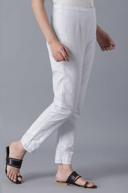 Powder Blue Printed Slim Pants - wforwoman