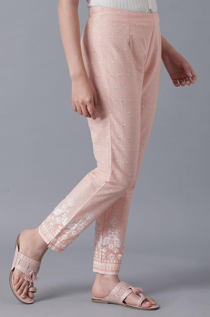 Peach Printed Slim Pants - wforwoman