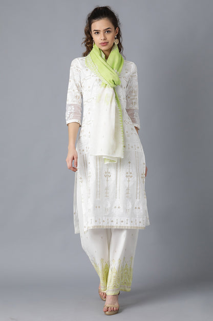 Green Glitter Print Dupatta