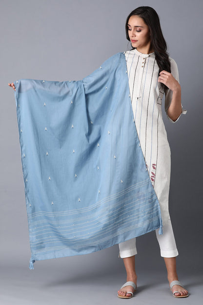 Blue Printed Voile Dupatta