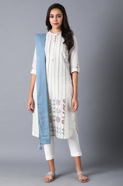 Blue Printed Voile Dupatta