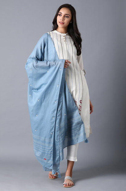 Blue Printed Voile Dupatta