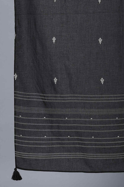 Jet Black Printed Voile Drape