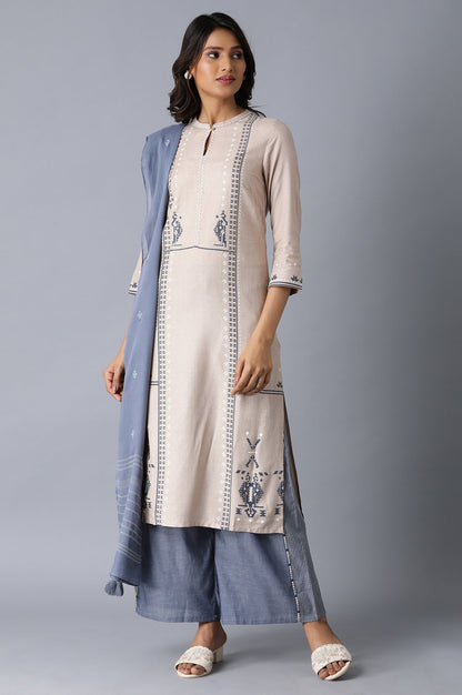 Denim Blue Printed Dupatta