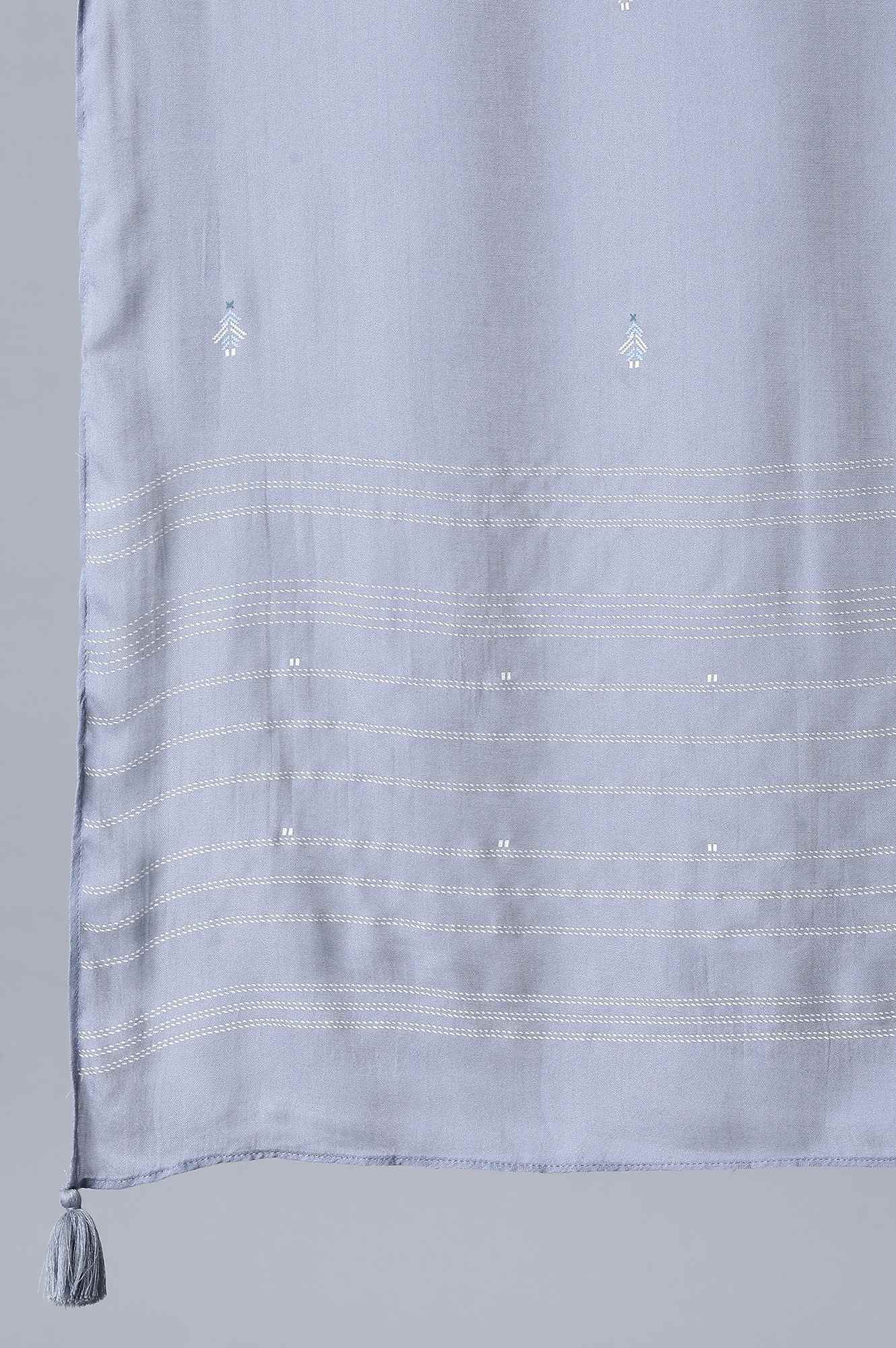 Denim Blue Printed Dupatta