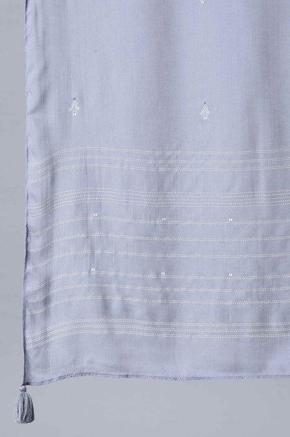 Denim Blue Printed Dupatta