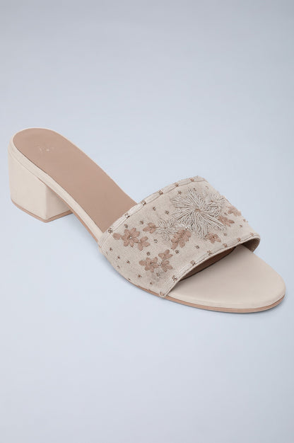 W Ecru Almond Toe Block Heel-WDoran