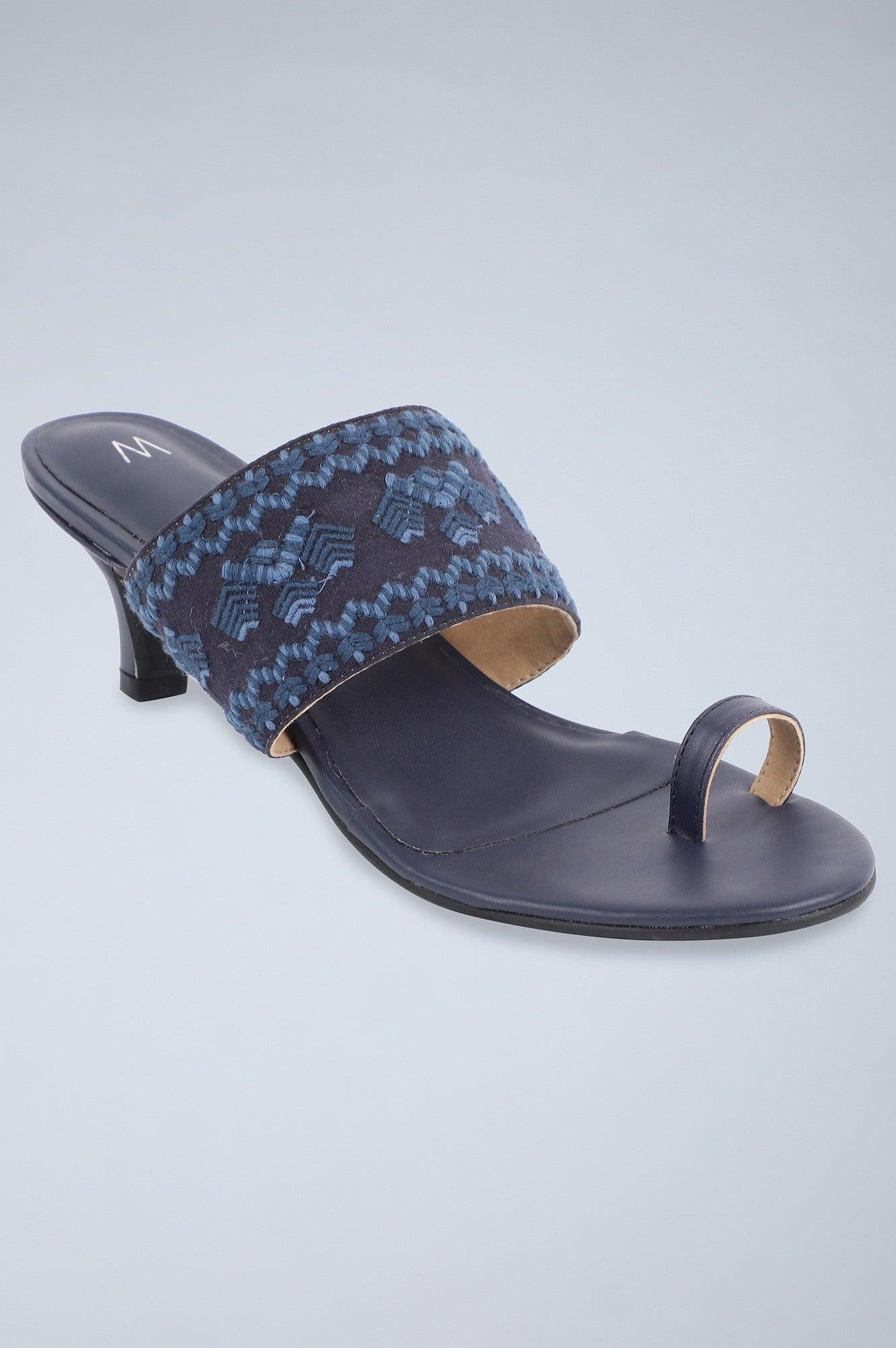 W Navy Almond Toe Kitten Heel-WDale - wforwoman