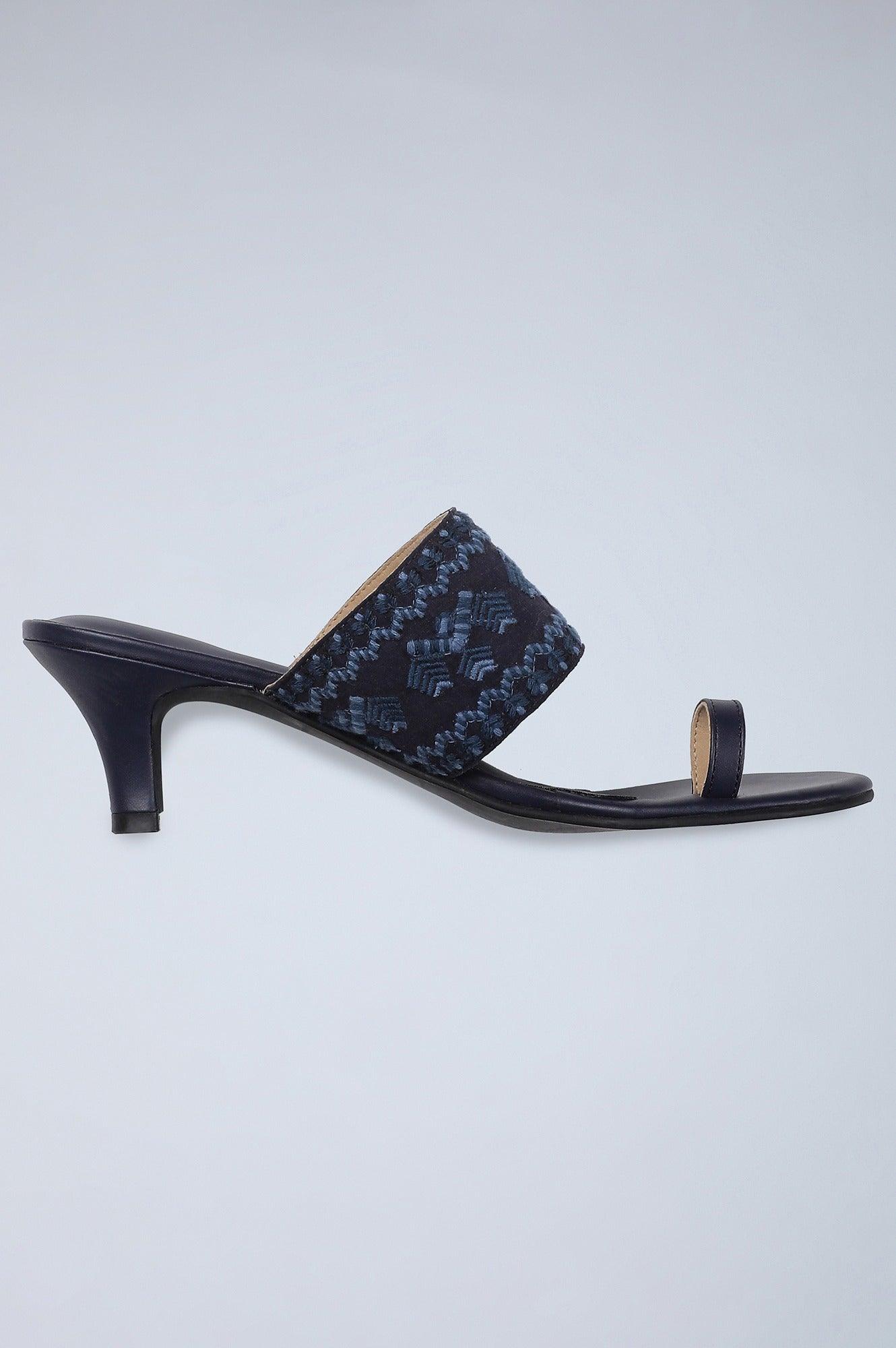 W Navy Almond Toe Kitten Heel-WDale - wforwoman