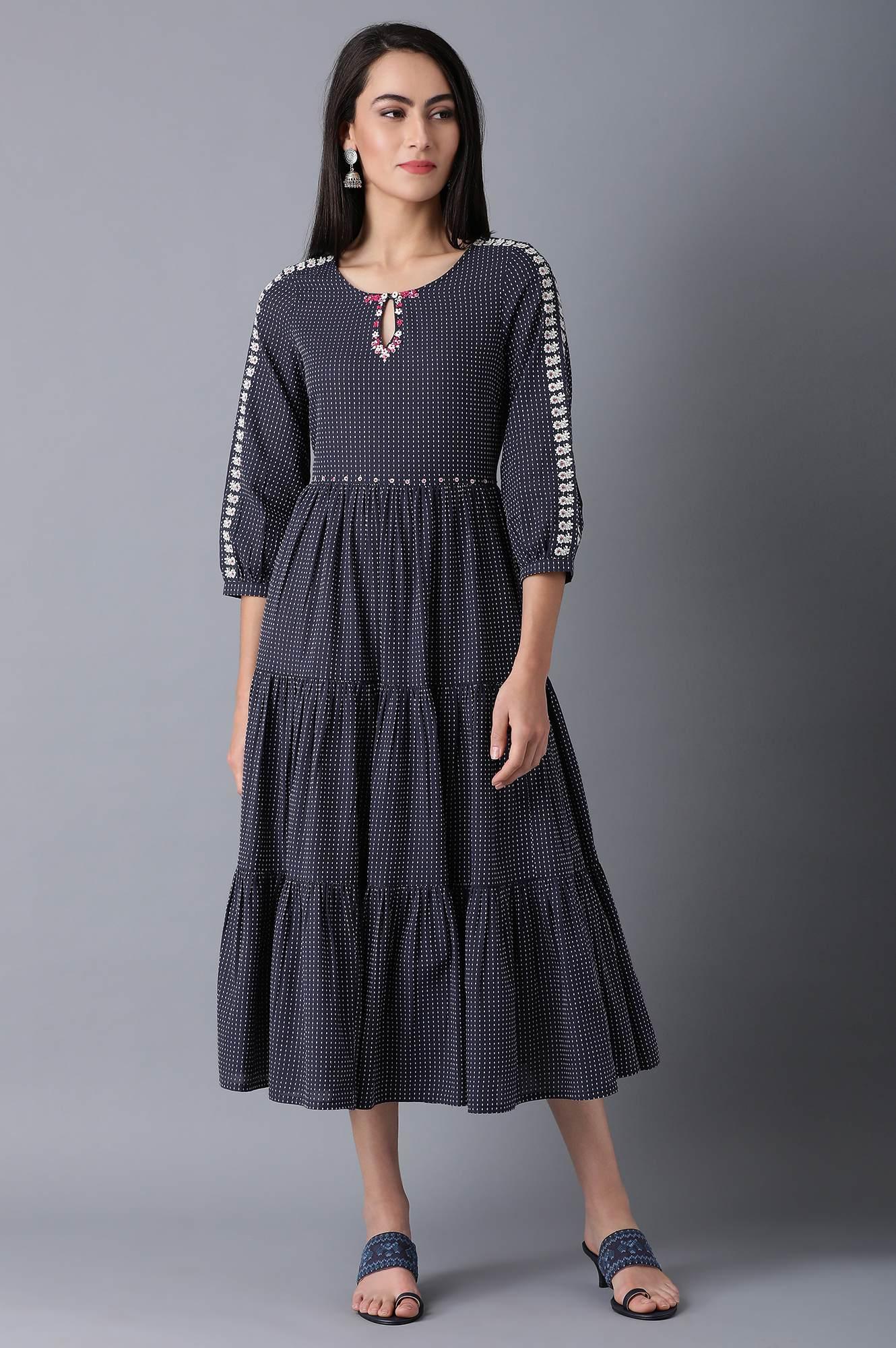 W Navy Almond Toe Kitten Heel-WDale - wforwoman