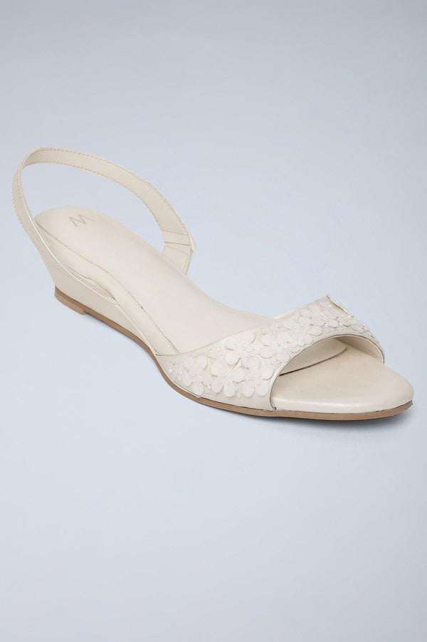 W Off White Almond Toe Wedge-WFlora