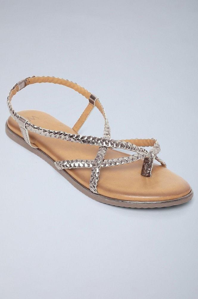 Pewter Round Toe Braided Sandals - wforwoman