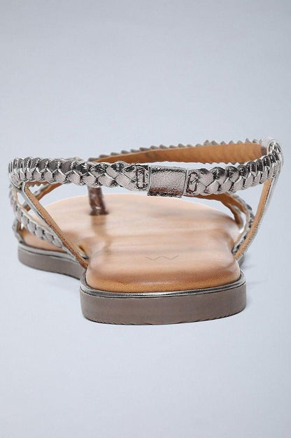 Pewter Round Toe Braided Sandals - wforwoman