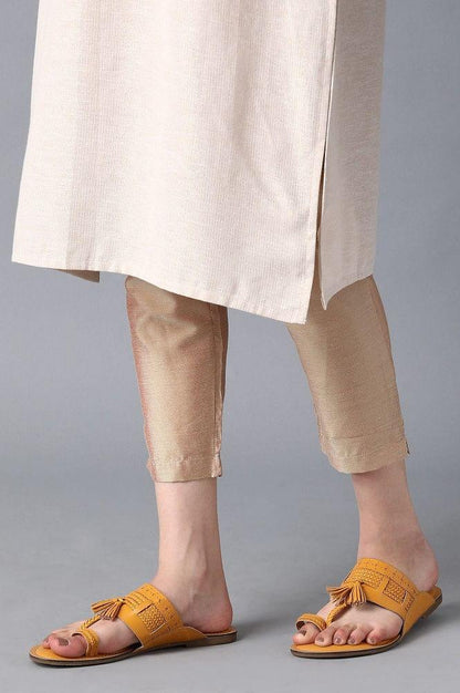 Mustard Braided Kolhapuri Flats - wforwoman