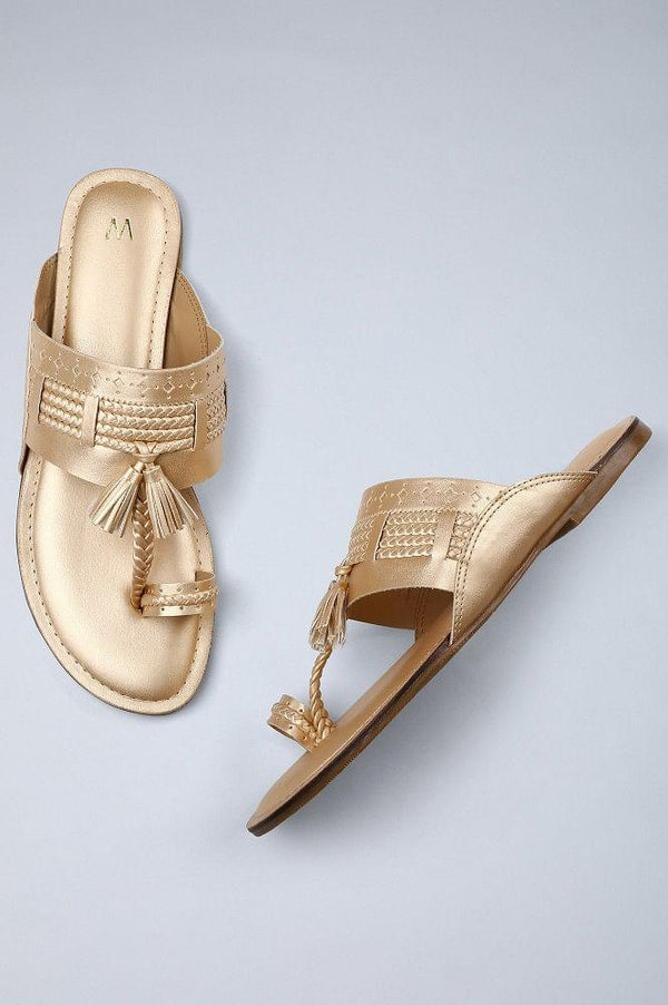 Gold Braided Kolhapuri Flats