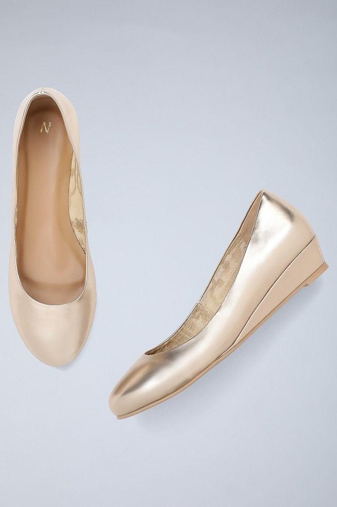 Light Gold Wedge Pumps - wforwoman
