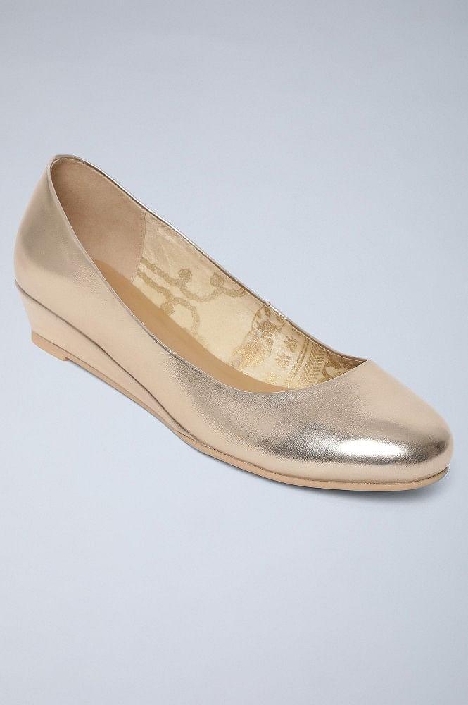 Light Gold Wedge Pumps - wforwoman