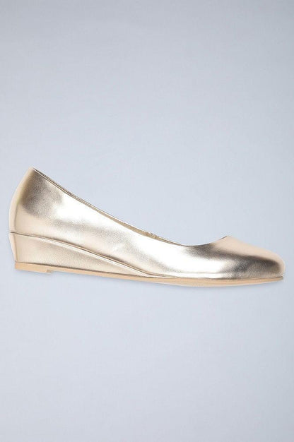 Light Gold Wedge Pumps - wforwoman