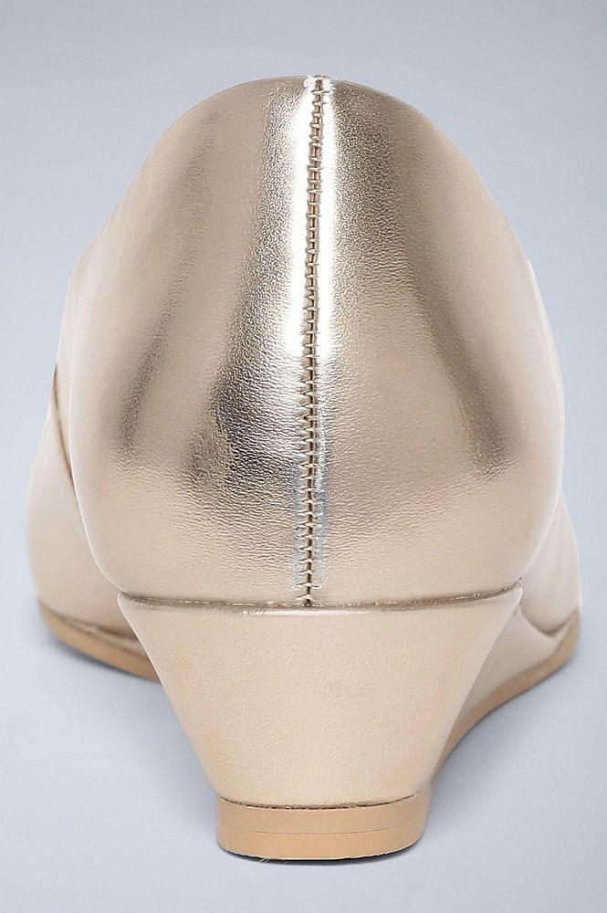 Light Gold Wedge Pumps - wforwoman